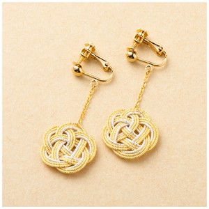 Clip-On Earrings Gold Post Earrings Mizuhiki Knot Made in Japan