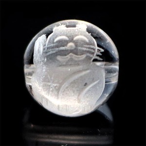 10mm 素彫り 招き猫 天然水晶 ビーズ AAA【粒売り】【FOREST 天然石 パワーストーン】