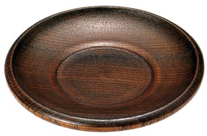 木製　ふき漆　茶托　王渕　4寸　5−1234−13