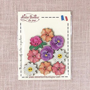 フランス製 木製ボタンセット 【すみれの花】