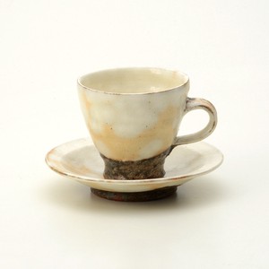 【信楽焼】白化粧コーヒー碗皿