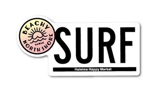 ハレイワハッピーマーケット ステッカー SURF シンプル HHM050 おしゃれ ハワイ 【新商品】