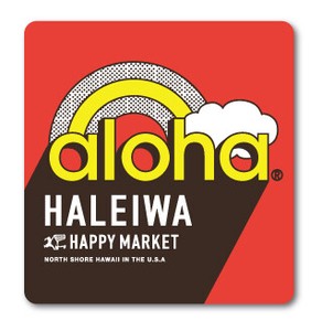 ハレイワハッピーマーケット ステッカー aloha レトロ レッド HHM051 おしゃれ ハワイ 【新商品】