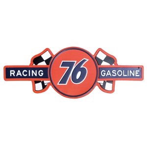 エンボス看板【76 RACING GASOLINE】プレート サイン アメリカン雑貨