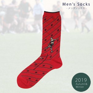 Knee High Socks Red Gift Socks M Men's Made in Japan