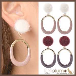 Pierced Earringss Brushing Fabric Red Pink Flocking Finish Ladies'