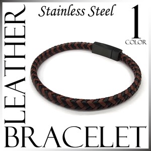 Leather Bracelet Stainless Steel Genuine Leather Men's