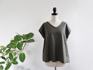 Button Shirt/Blouse Pullover V-Neck Cotton