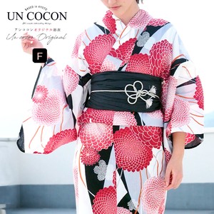 Kimono/Yukata Red Floral Pattern black Ladies' Retro