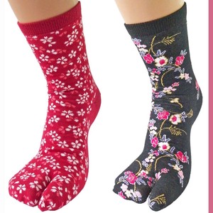 Crew Socks Series Floral Pattern Tabi Socks Socks Ladies' Japanese Pattern