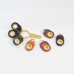 【日本製】栃木レザー 鍵型真鍮キーホルダー3連 キーリング