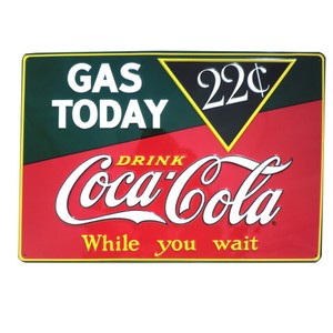 エンボスメタルサイン COKE GAS TODAY