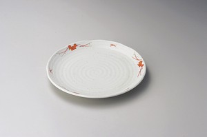 赤絵三ツ葉5.0皿【日本製　磁器】