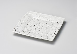 白斑点スクウェアー21cm角皿【日本製　陶器】