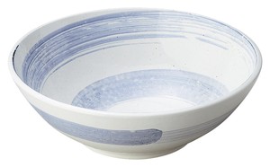 白玉粉引青刷毛渦尺盛鉢（ビュッフェスタイル）【日本製　磁器】