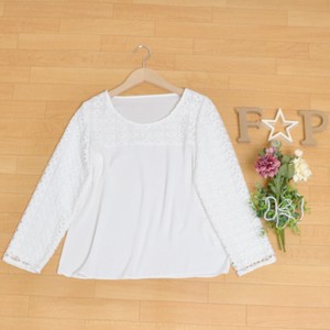 Button Shirt/Blouse Long Sleeves Tops L Ladies' Switching