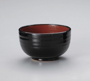 赤と黒腰張5.0丼【日本製　陶器】