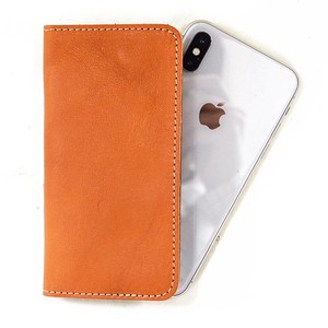 【日本製】栃木レザー iphone（Orange) 手帳型 スマホケース メンズ レディース オレンジ