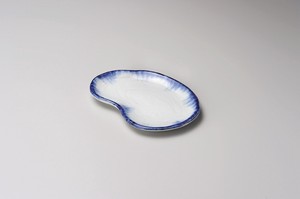呉須刷毛空豆型デザート皿【日本製　陶器】