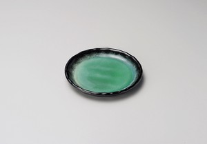 エメラルドグリーン14cm丸皿【日本製　陶器】
