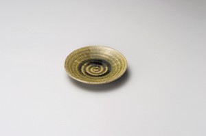 灰釉古代丸4.5皿【日本製　陶器】