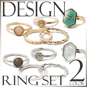 Stainless-Steel-Based Ring Design Spring/Summer Ladies' 5-pcs