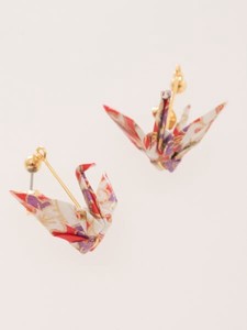 Pierced Earring Origami Chinese Bellflower Made in Japan