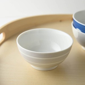 【特価品】10.5cmカジュアルボーダー茶碗 グレー[B品][日本製/美濃焼/洋食器]