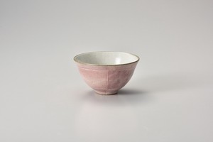 ピンク色十草ふわわ飯碗【日本製　陶器】