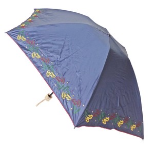 一級遮光　大寸　ミモザ刺繍　ミニ傘晴雨兼用傘