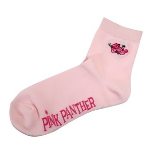 【靴下】ピンクパンサー レディースワンポイント刺繍ソックス ピンク