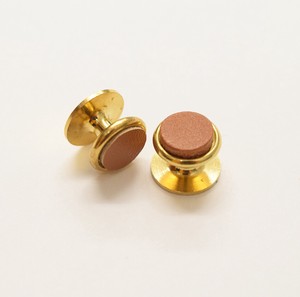 【日本製】栃木レザー カフスボタン（キャメル）2ヶセット 本革 アンティーク ゴールド ブラウン