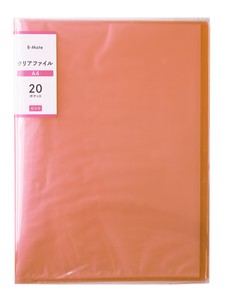 File Plastic Sleeve B-Mate Clear Book 20P Pink Folder Clear