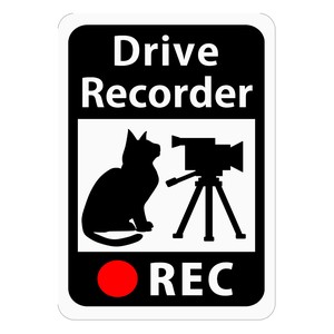 ドライブレコーダー搭載ステッカー 「猫とビデオカメラ」 (マグネット)