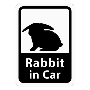 Rabbit in Car 「うさぎ（ロップイヤー）」 車用ステッカー (マグネット)