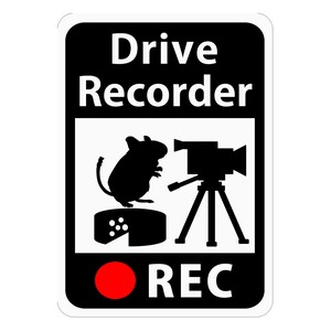 ドライブレコーダー搭載ステッカー「チーズの上のデグーとビデオカメラ」 (マグネット)