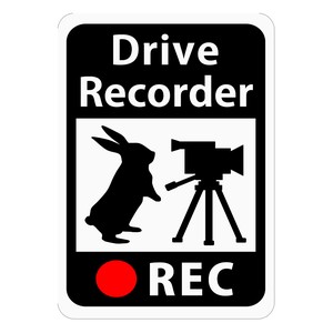 ドライブレコーダー搭載ステッカー 「うさぎとビデオカメラ」 (再剥離ステッカー)