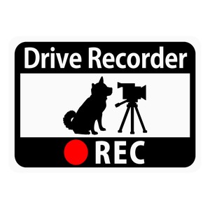 ドライブレコーダー搭載ステッカー 「柴わんことビデオカメラ」 (再剥離ステッカー)