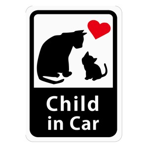 Child in Car 「ねこの親子」 車用ステッカー (再剥離ステッカー)
