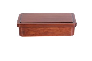木製　一段　　くりぬき　シェア　木目　バンド付き　弁当箱