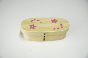 木製　一段　　スリム　　桜カラ-　ナチュラル　バンド付き　曲げわっぱ　弁当箱