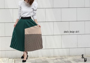 ♪pleats design  skirt ♪　プリーツ配色切り替えスカート