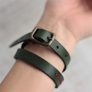 Leather Bracelet Accented Volume 5-colors Made in Japan