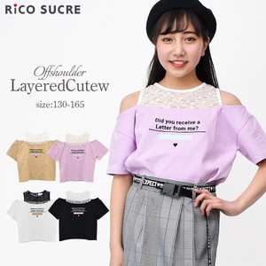 Kids' Short Sleeve T-shirt Little Girls Ruffle T-Shirt Layered Cut-and-sew
