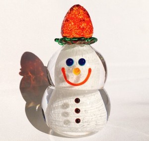 『苺が大好き雪だるま』ガラス雪だるま/スノーマン/Snow Man/苺/ストロベリー