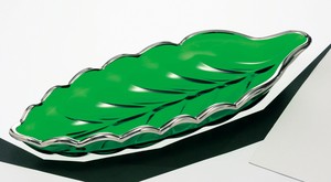 常盤緑　葉形皿プラチナ（大）【日本製　ハンドメイド　ガラス】