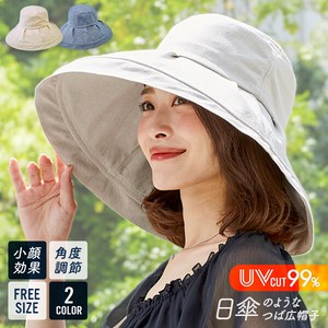 日傘のようなUVカットつば広帽子
