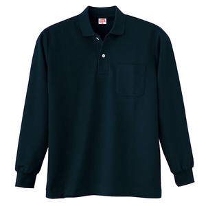 200　ヘビーウェイト　長袖ポロシャツ(ポケット付き)　ブラック