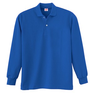 210　ヘビーウェイト　長袖ポロシャツ(ポケットなし)　Rブルー