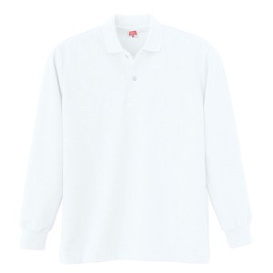 210　ヘビーウェイト　長袖ポロシャツ(ポケットなし)　ホワイト